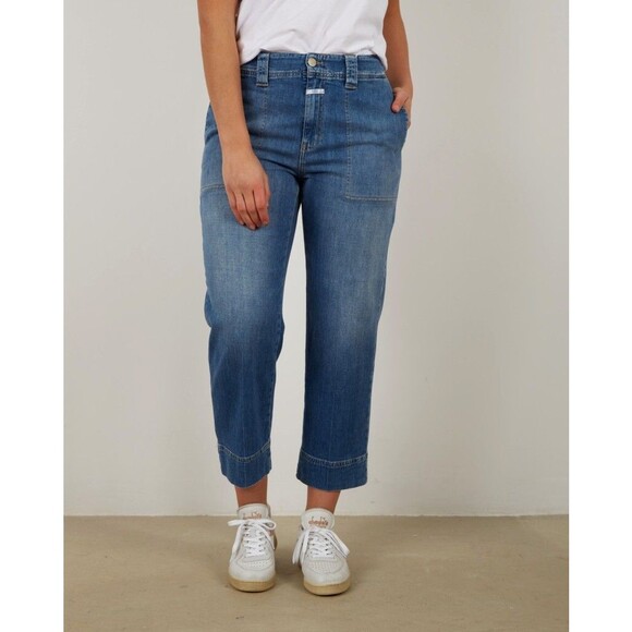 Closed Jeans Josy Cropped Mid-Rise Straight Leg Relaxed Fit Med Blue Wash Sz 25 - Picture 1 of 9